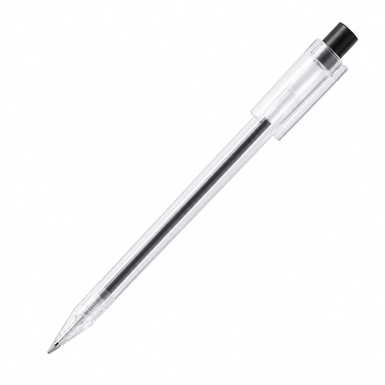 Bolígrafo Transparente con Tinta Negra, Punta 0.7 mm
