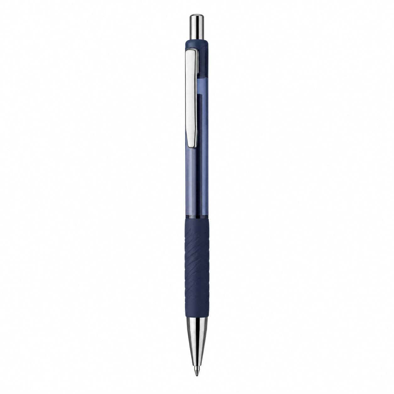 Bolígrafo retráctil azul con grip ergonómico y punta de 1.0 mm