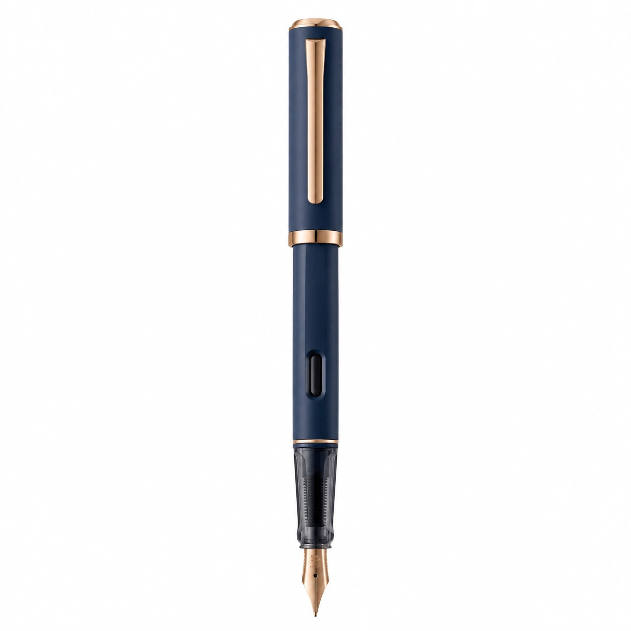 Pluma estilográfica azul con detalles dorados