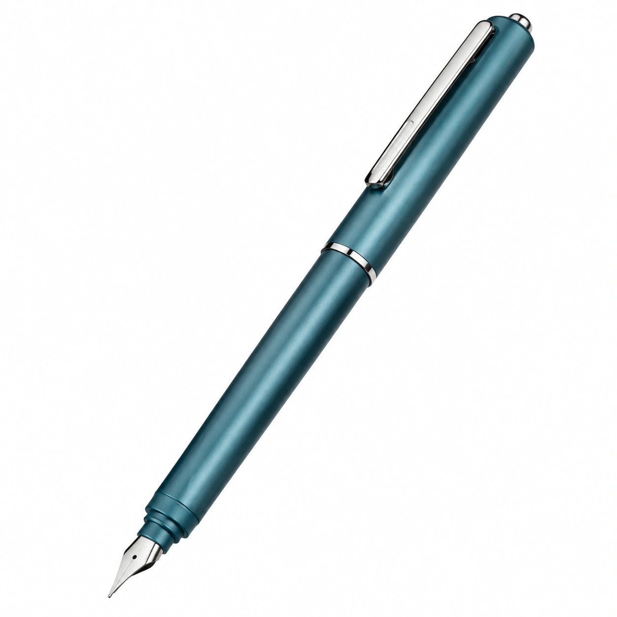 Pluma Estilográfica Azul Metalizado con Punta Fina