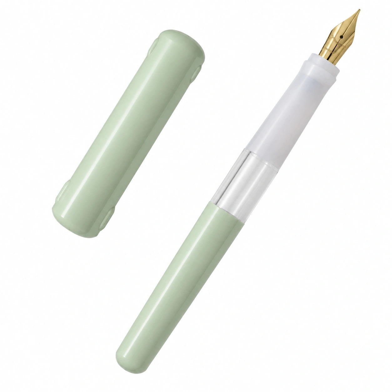 Pluma estilográfica con punta dorada y color verde menta