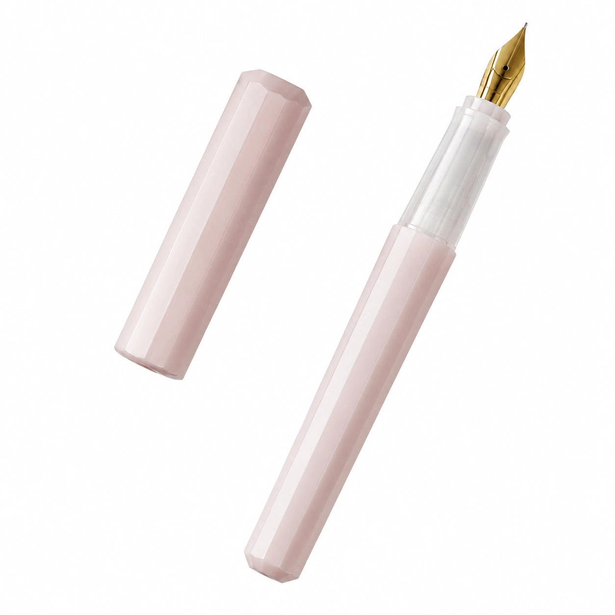 Pluma Estilográfica Rosa Pálido con Punta de Oro