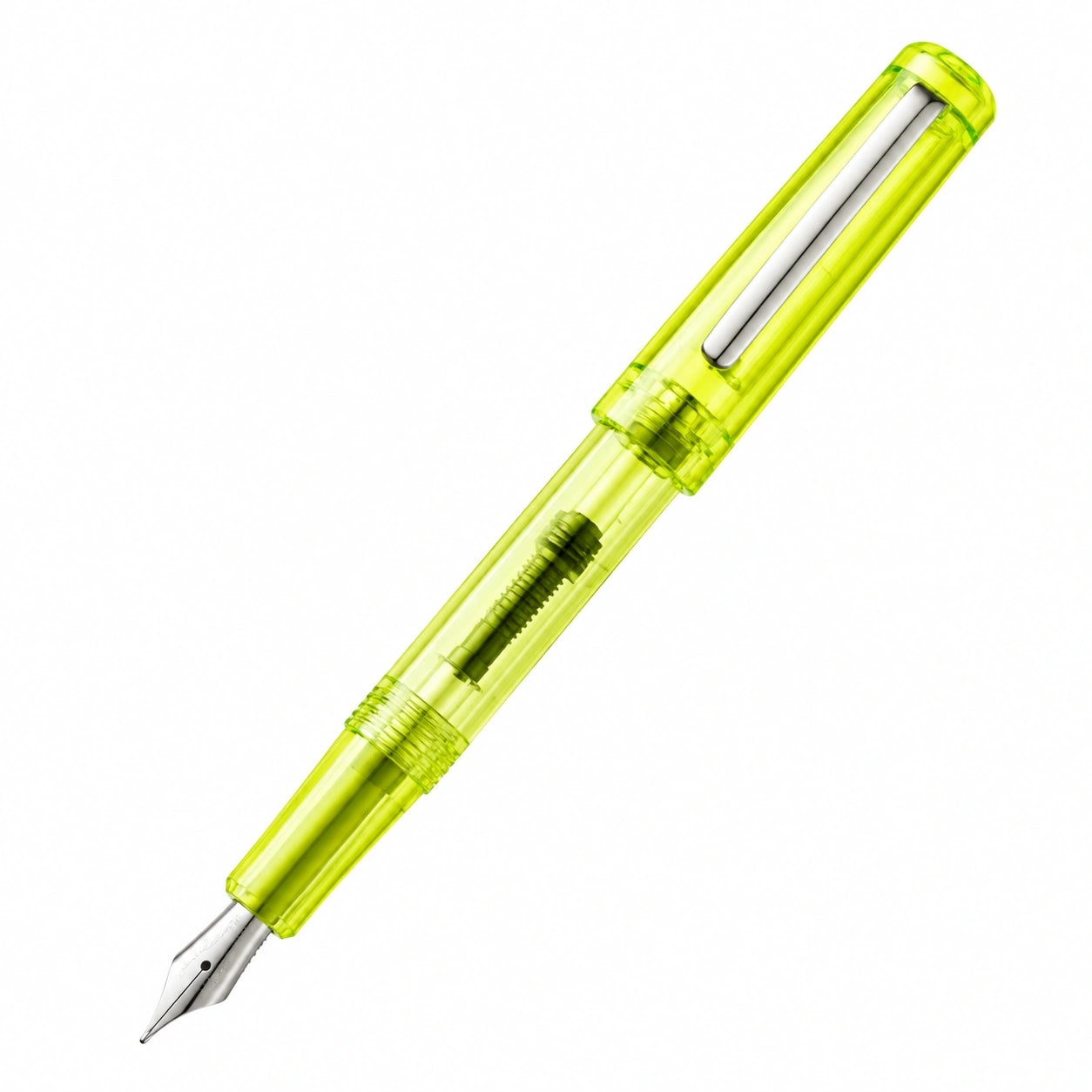 Pluma Estilográfica Transparente Verde con Plumín de Acero Inoxidable