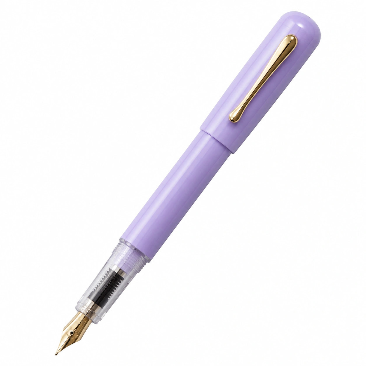 Pluma Estilográfica Lavanda Fina con Detalles Dorados