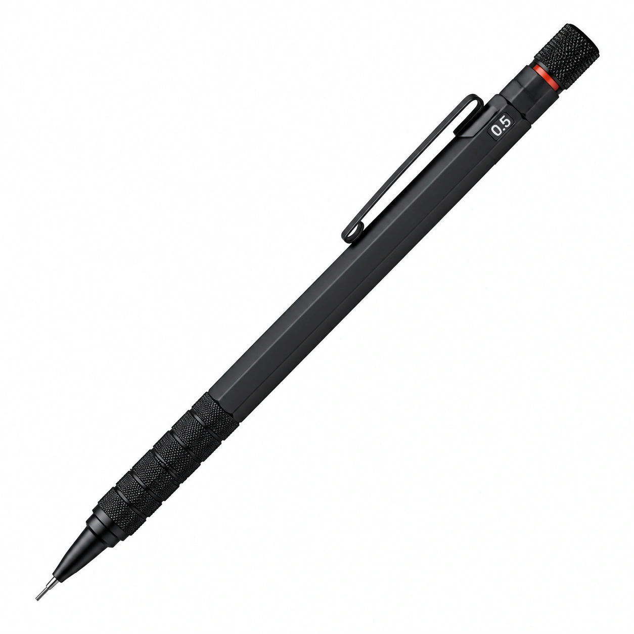 Portaminas Negro 0.5mm con Clip y Agarre Antideslizante